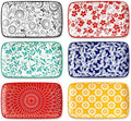 Selene Rectangular Salad Plates 8.5"x5.1"Inch, Set of 6 in 8.5 Inch in Vivid