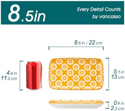 Selene Rectangular Salad Plates 8.5"x5.1"Inch, Set of 6 in 8.5 Inch in Vivid, alternate view 3