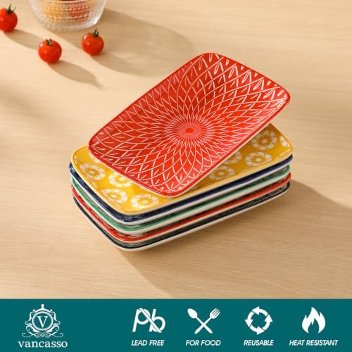 Selene Rectangular Salad Plates 8.5"x5.1"Inch, Set of 6 in 8.5 Inch in Vivid, alternate view 4