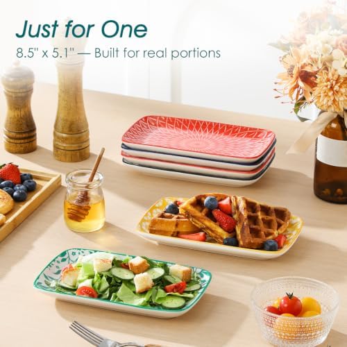 Selene Rectangular Salad Plates 8.5"x5.1"Inch, Set of 6 in 8.5 Inch in Vivid, alternate view 6