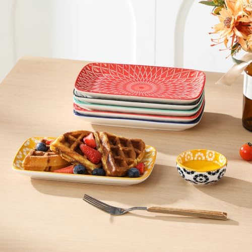 Selene Rectangular Salad Plates 8.5"x5.1"Inch, Set of 6 in 8.5 Inch in Vivid, alternate view 7
