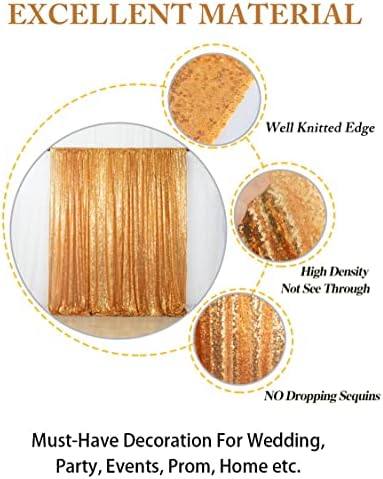 Sequin Backdrop - 7FTX7FT Photo Booth Backdrop with Gold Sequins for Parties and Photoshoots in 7FTx7FT in Gold, alternate