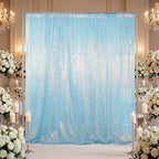 Sequin Backdrop 8X10Ft Iridescent Blue Backdrop Curtain for Party Glitter Drapes Shimmer Wall Photograph, alternate view 2