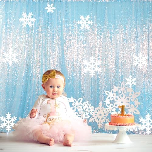 Sequin Backdrop 8X10Ft Iridescent Blue Backdrop Curtain for Party Glitter Drapes Shimmer Wall Photograph, alternate view 3