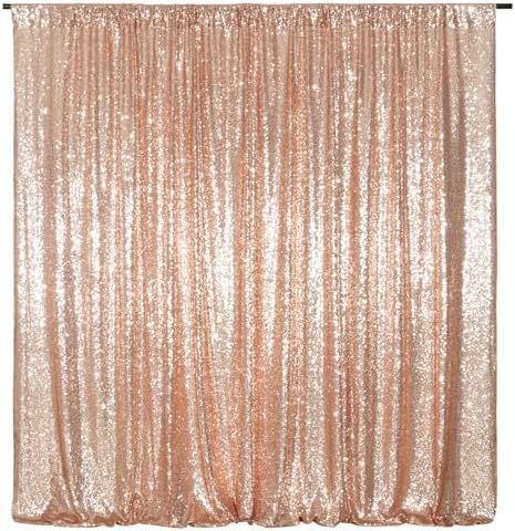 Sequin Backdrop Curtain, 10Ft x 10Ft Rose Gold Glitter Photography Background Curtains, Sequence Xmas