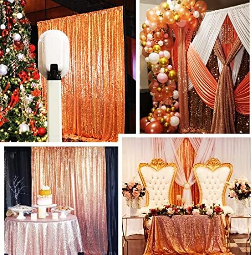 Sequin Backdrop Curtain, 10Ft x 10Ft Rose Gold Glitter Photography Background Curtains, Sequence Xmas, alternate view 2