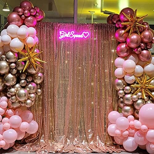 Sequin Backdrop Curtain, 10Ft x 10Ft Rose Gold Glitter Photography Background Curtains, Sequence Xmas, alternate view 3