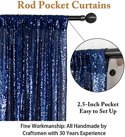 Sequin Fabric Backdrop 8ftx10ft Navy Blue Sparkle Glitter for Photoshoot & Birthday Party in 8FTx10FT in Navy, alternate view