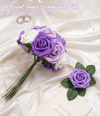 Series Purple Faux Foam Roses with Stems DIY Home Decor(50Pcs) in Series Purple, alternate view 3