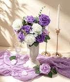 Series Purple Faux Foam Roses with Stems DIY Home Decor(50Pcs) in Series Purple, alternate view 5