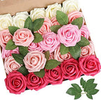 Seriesa Red Rose 25pcs Real Looking Artificial Flowers w/Stem in Seriesa Red