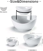 Serving Bowls Set, 2 Tier Chip and Dip Bowls with Metal Rack Stand for Fruit, Salad, Candy, Snacks - Ceramic, alternate view