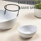 Serving Bowls Set, 2 Tier Chip and Dip Bowls with Metal Rack Stand for Fruit, Salad, Candy, Snacks - Ceramic, alternate view