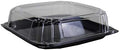 Serving Catering Tray Base & Lid Combo, 10.7X10.7X3.76 in, PET Black Clear Square, Freezer Safe, Case of 25 in