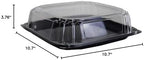 Serving Catering Tray Base & Lid Combo, 10.7X10.7X3.76 in, PET Black Clear Square, Freezer Safe, Case of 25 in, alternate