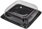 Serving Catering Tray Base & Lid Combo, 10.7X10.7X3.76 in, PET Black Clear Square, Freezer Safe, Case of 25 in, alternate