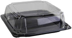 Serving Catering Tray Base & Lid Combo, 14X14X4.54 in, PET Black Clear Square, Freezer Safe, Case of 25 in Black
