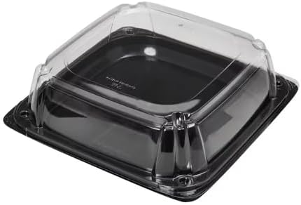 Serving Catering Tray Base & Lid Combo, 14X14X4.54 in, PET Black Clear Square, Freezer Safe, Case of 25 in Black, alternate
