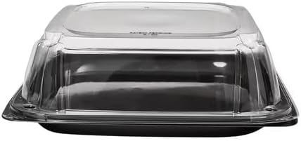Serving Catering Tray Base & Lid Combo, 14X14X4.54 in, PET Black Clear Square, Freezer Safe, Case of 25 in Black, alternate