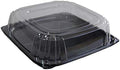 Serving Catering Tray Base & Lid Combo, 16X16X4.56 in, PET Black Clear Square, Freezer Safe, Case of 25 in Black