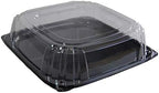 Serving Catering Tray Base & Lid Combo, 16X16X4.56 in, PET Black Clear Square, Freezer Safe, Case of 25 in Black
