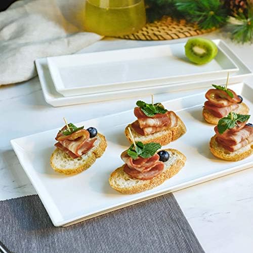 Serving Platter, 15.5/13.8/11.7 Inch Rectangle Porcelain Serving Trays, Serving Dishes for Entertaining, White, alternate