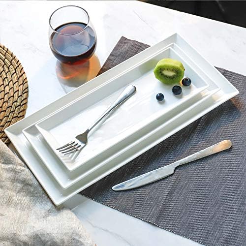 Serving Platter, 15.5/13.8/11.7 Inch Rectangle Porcelain Serving Trays, Serving Dishes for Entertaining, White, alternate