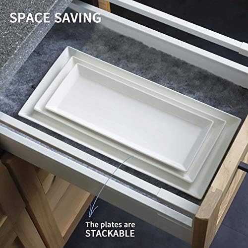 Serving Platter, 15.5/13.8/11.7 Inch Rectangle Porcelain Serving Trays, Serving Dishes for Entertaining, White, alternate