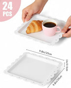 Serving Platter, 24 Pack Plastic Serving Tray Reusable Serving Trays with Lace Rim Appetizer Trays, Food Trays, alternate
