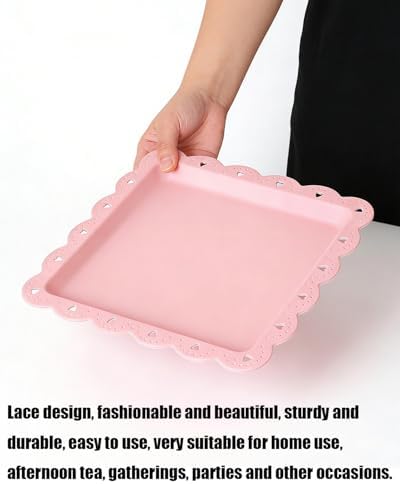 Serving Platter, 24 Pack Plastic Serving Tray Reusable Serving Trays with Lace Rim Appetizer Trays, Food Trays, alternate
