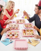 Serving Platter, 24 Pack Plastic Serving Tray Reusable Serving Trays with Lace Rim Appetizer Trays, Food Trays, alternate