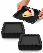 Serving Platter, 24 Pack Plastic Serving Tray Reusable Serving Trays with Lace Rim Appetizer Trays, Food Trays