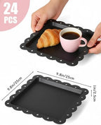 Serving Platter, 24 Pack Plastic Serving Tray Reusable Serving Trays with Lace Rim Appetizer Trays, Food Trays, alternate
