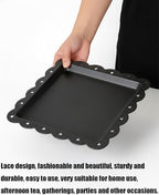Serving Platter, 24 Pack Plastic Serving Tray Reusable Serving Trays with Lace Rim Appetizer Trays, Food Trays, alternate