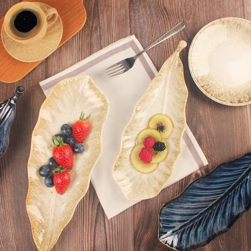 Serving Platter Olives Plate Set of 2, Large Serving Tray for Entertaining, Porcelain Trays and Platters, Salad, alternate