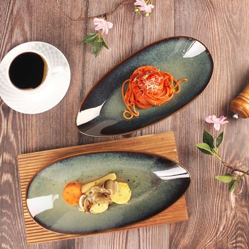 Serving Platter Olives Plate Set of 4, Large Serving Tray for Entertaining, Porcelain Trays and Platters, Salad, alternate