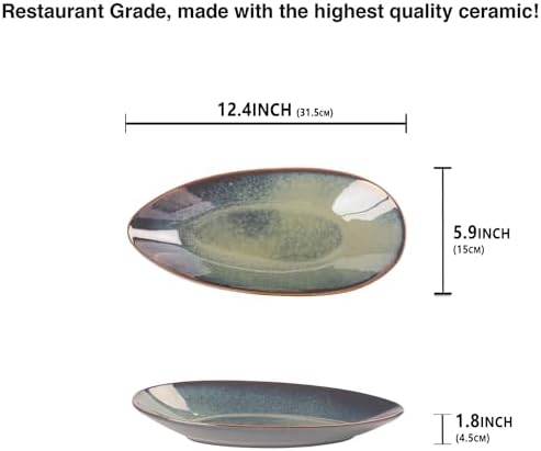Serving Platter Olives Plate Set of 4, Large Serving Tray for Entertaining, Porcelain Trays and Platters, Salad, alternate