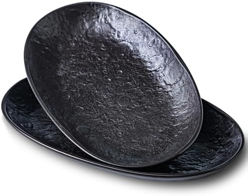 Serving Platter Oval Plates Premium Ceramic 12-Inch Set Serving Dishes for Entertaining - Textured Matte Finish