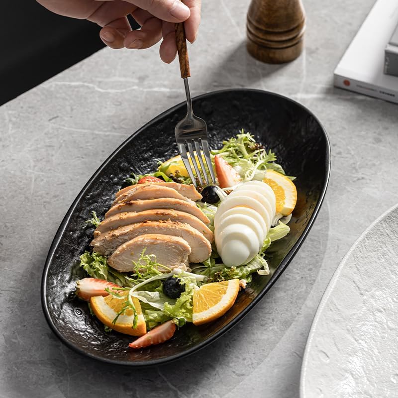 Serving Platter Oval Plates Premium Ceramic 12-Inch Set Serving Dishes for Entertaining - Textured Matte Finish, alternate