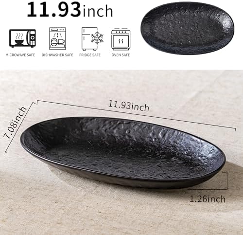 Serving Platter Oval Plates Premium Ceramic 12-Inch Set Serving Dishes for Entertaining - Textured Matte Finish, alternate