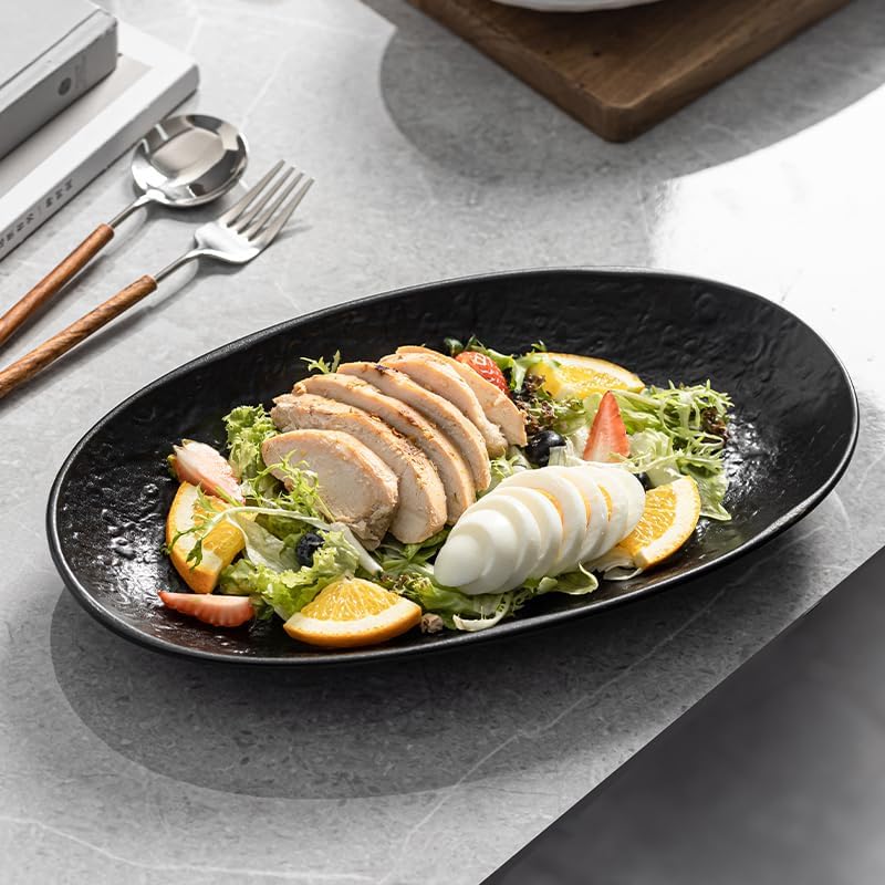 Serving Platter Oval Plates Premium Ceramic 12-Inch Set Serving Dishes for Entertaining - Textured Matte Finish, alternate