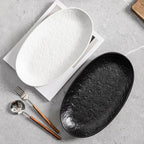 Serving Platter Oval Plates Premium Ceramic 12-Inch Set Serving Dishes for Entertaining - Textured Matte Finish, alternate
