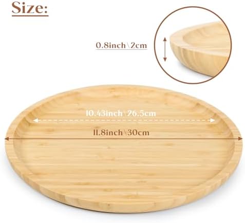 Serving Platter, Round Wood Tray, Wooden Serving Tray, Fruit, Bread, Salad Plate, Round Wood Charcuterie Board, alternate