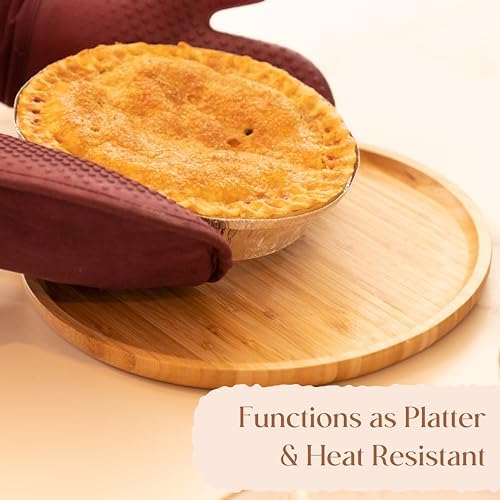 Serving Platter, Round Wood Tray, Wooden Serving Tray, Fruit, Bread, Salad Plate, Round Wood Charcuterie Board, alternate