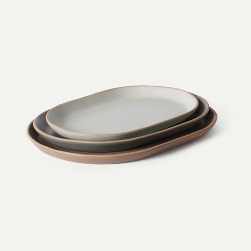 Serving Platter Set of 3, Jumbo, Giant & Mega Ceramic Oval Platters for Serving, Microwave, Oven and Dishwasher