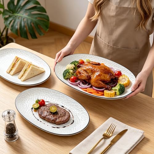 Serving Platters, 16/14.3/13.1Inches Large Serving Dishes for Entertaining, Oval Serving Tray, Ceramic Serving, alternate