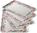 Serving Platters 4 Pc Set Melamine Bamboo Rect.Tray 12.6x9 Inch, Strawberry in Large in Strawberry