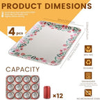 Serving Platters 4 Pc Set Melamine Bamboo Rect.Tray 12.6x9 Inch, Strawberry in Large in Strawberry, alternate view 3