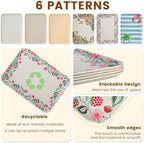 Serving Platters 4 Pc Set Melamine Bamboo Rect.Tray 12.6x9 Inch, Strawberry in Large in Strawberry, alternate view 5