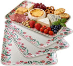 Serving Platters 4 Pc Set Melamine Bamboo Rect.Tray 12.6x9 Inch, Strawberry in Large in Strawberry, alternate view 6